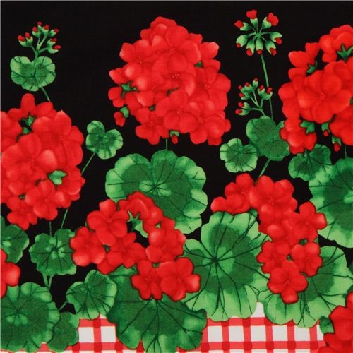black geranium in stripes fabric by Timeless Treasures USA