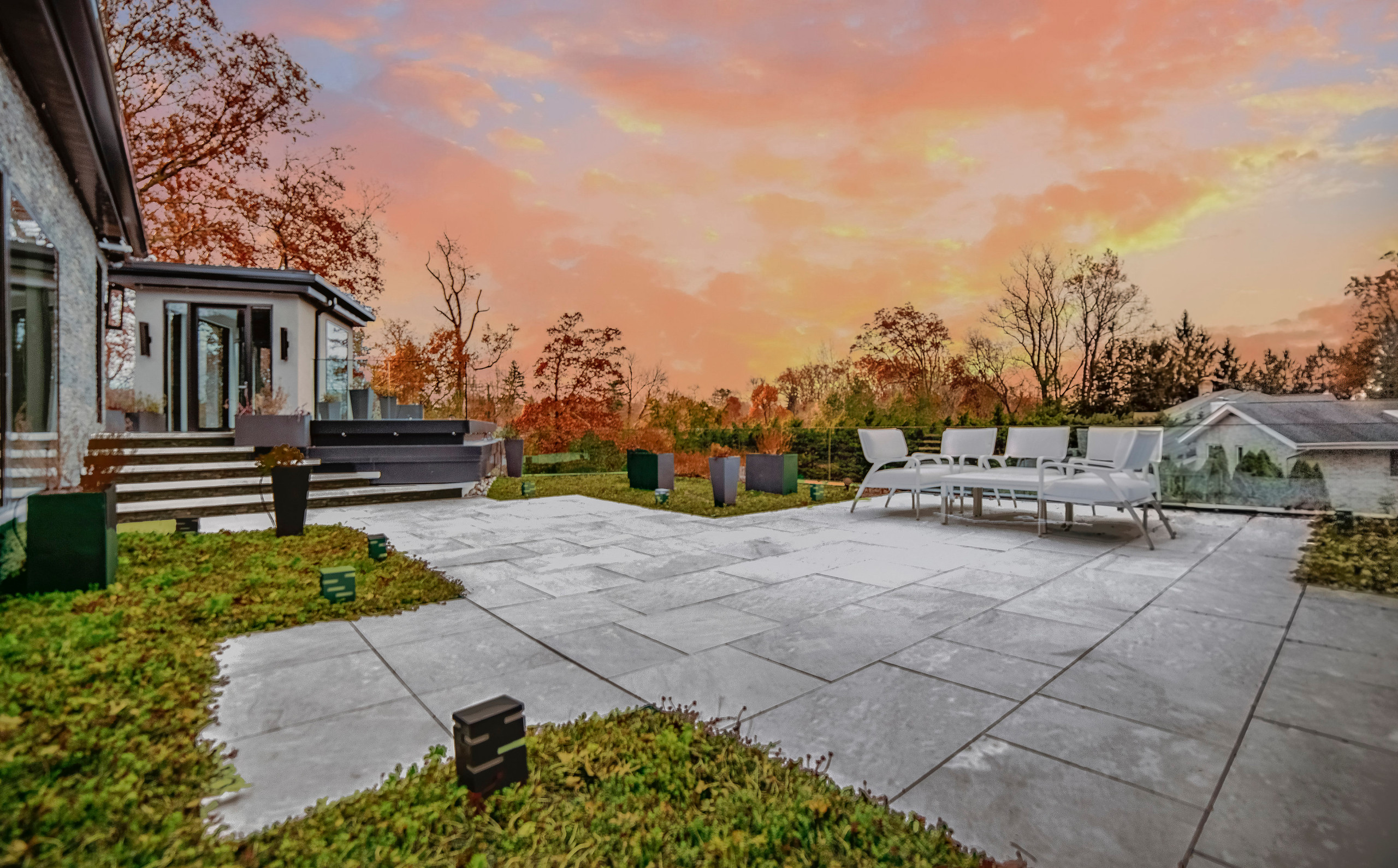 Backyard patio and lighting