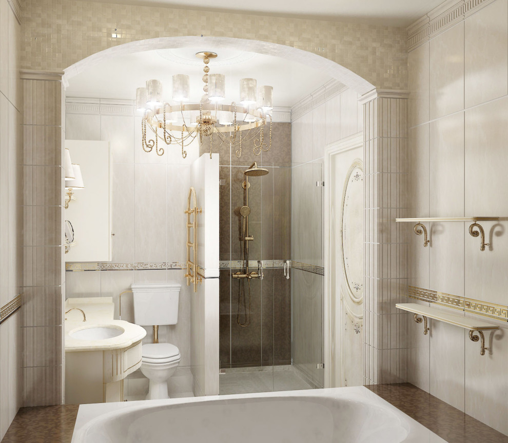 Квартира в бежевых тонах в стиле неоклассика