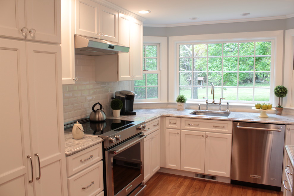 Kitchen - small transitional kitchen idea in Boston