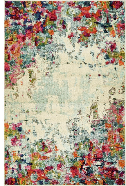 Unique Loom Chromatic Collection Teppich – 79x305 Cm, Beige/blau, Abstraktes Design, Polypropylen, Maschinell Gewebt
