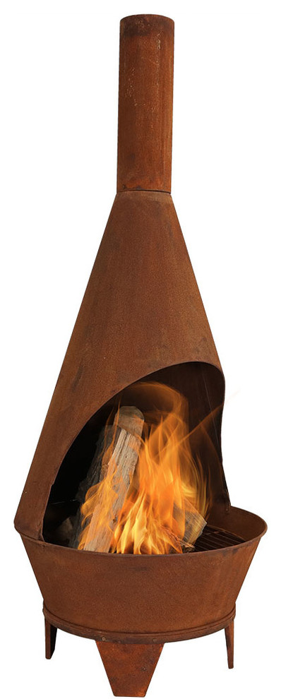 Sunnydaze Rustic Chiminea Outdoor Wood-Burning Fireplace Fire Pit - 6-Foot