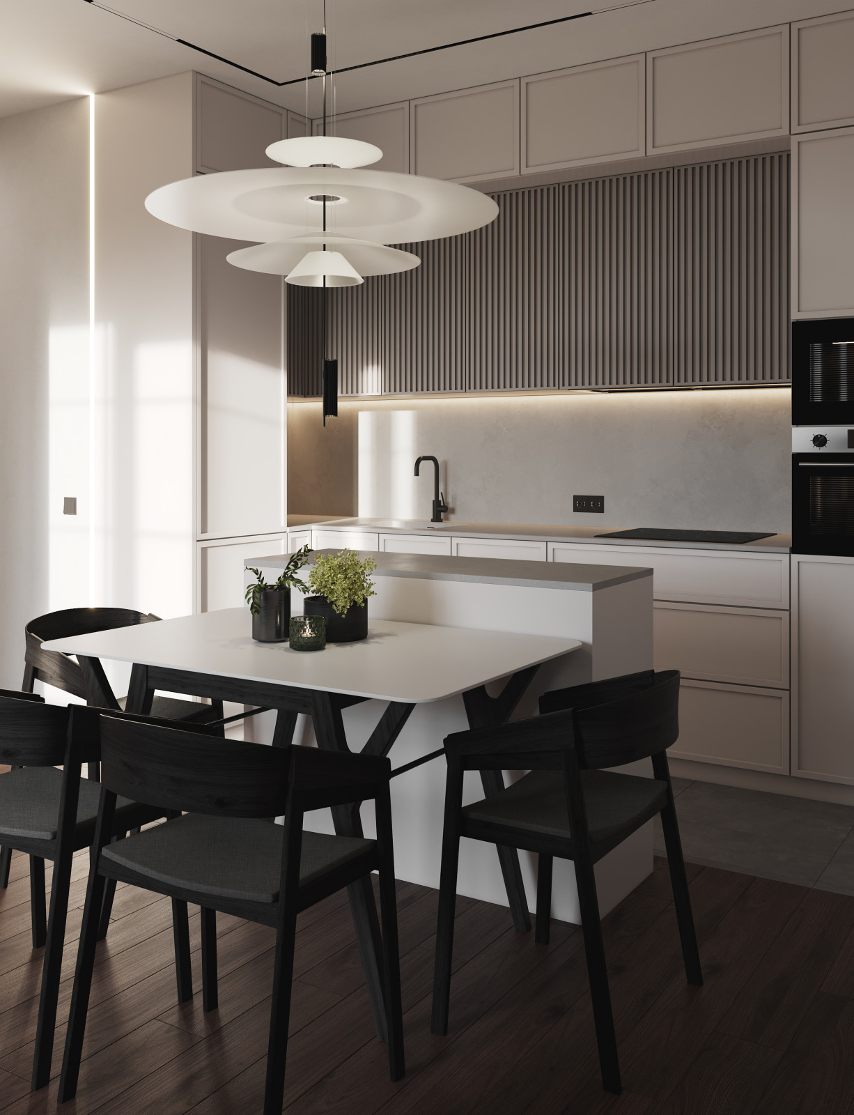 Однокомнатная квартира в стиле минимализма с элементами Азии и киберпанк