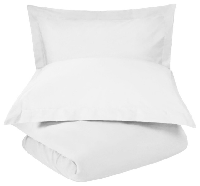 Luxury Cotton Blend Duvet Cover and Pillow Shams, Twin Traditional