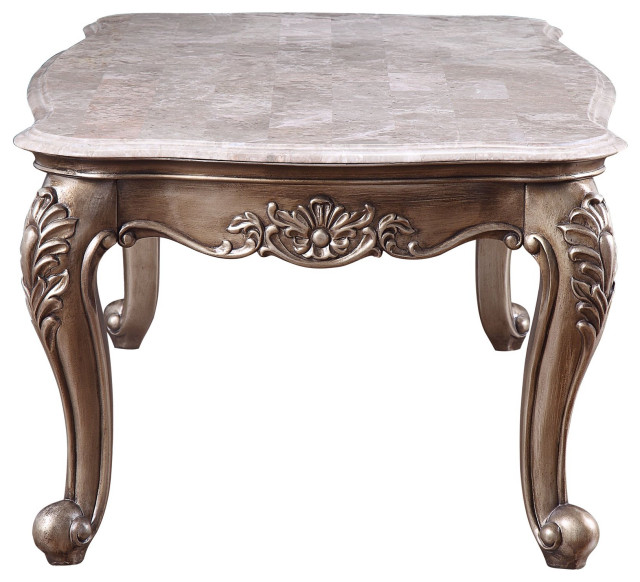 Vintage Marble Coffee Table with Elegant Queen Anne Legs, Champagne ...