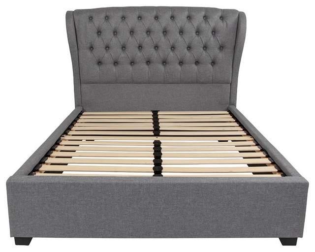 Home & Garden Furniture Contemporary Tufted Upholstered King Size Bedroom Headboard in Light