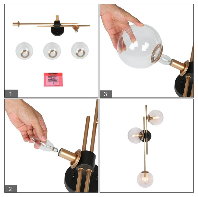 LNC 3-Light Up/Down Modern Matte Globe Wall Sconces - Contemporary ...