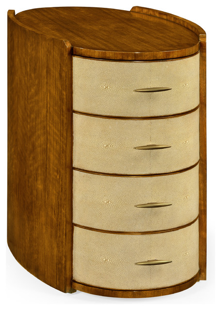Ivory Shagreen Oval Bedside Chest Of Drawers With Brass Transitional Nightstands And Bedside Tables By Hedgeapple Houzz