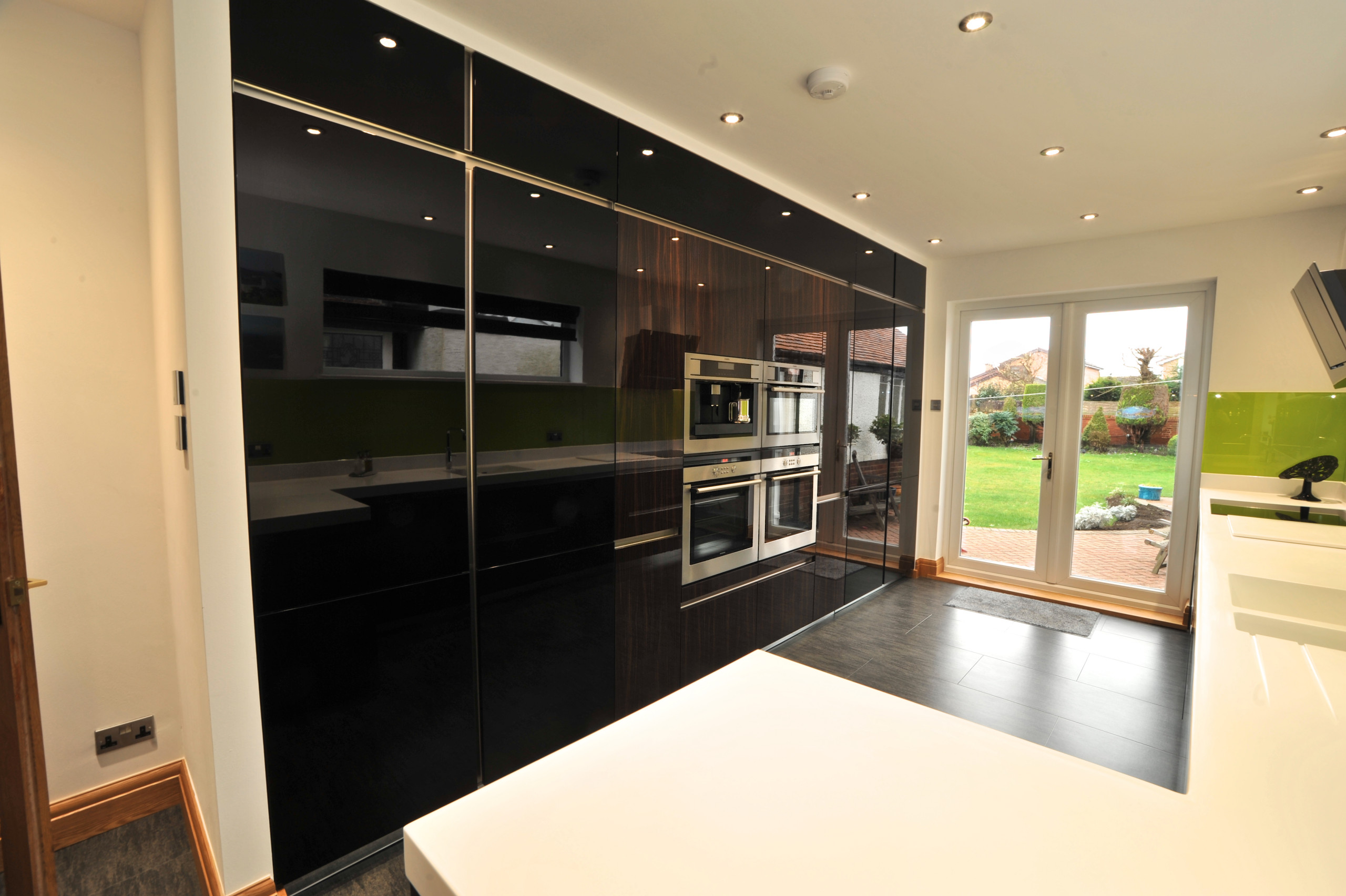 High Gloss Black Handleless Kitchen