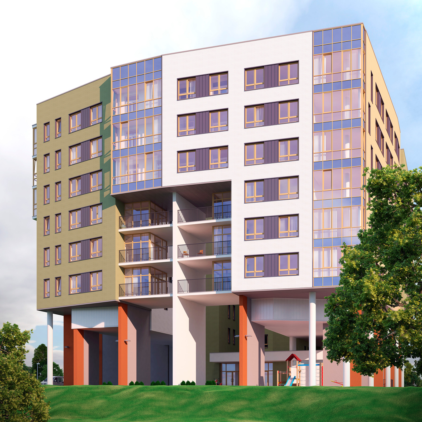 3-х секционный 7-этажный жилой дом с подземной стоянской г. Дубна