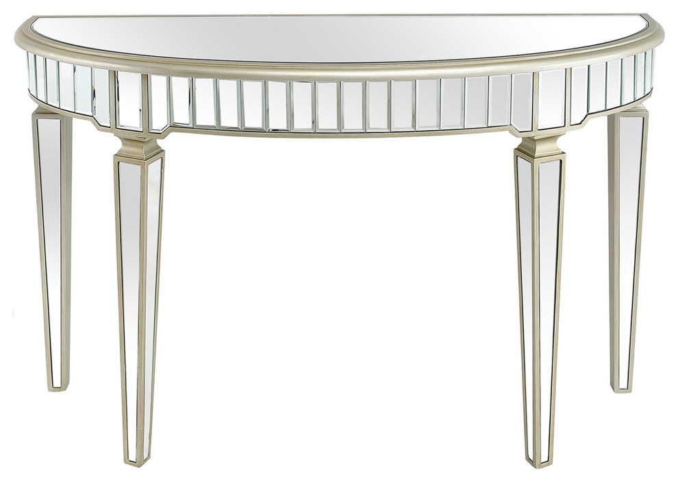 Camden Isle Marilyn 47.5 in. Champagne Half Moon Glass Console Table