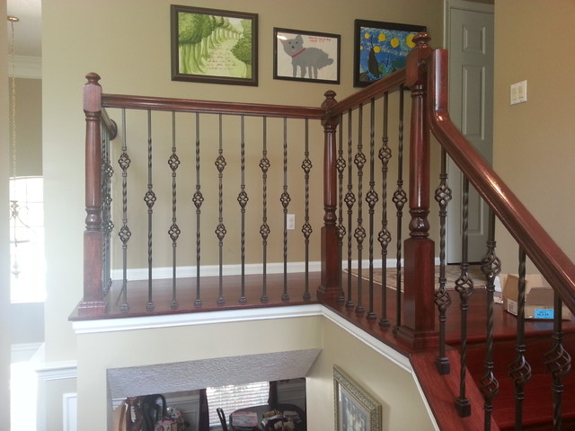 Updated Wood Balusters To Wrought Iron Balusters