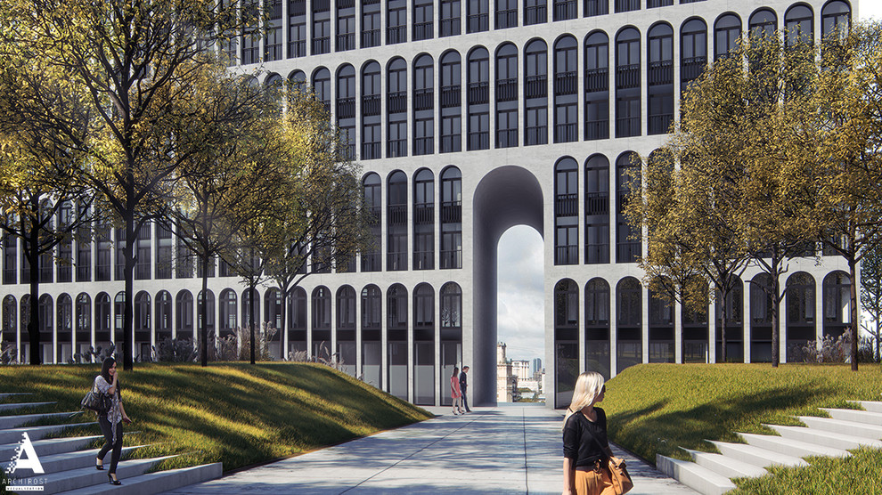 Дом с двухэтажными арками