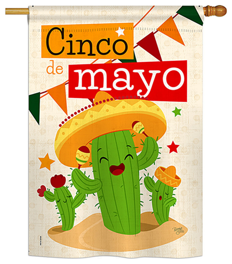 Cactus Fiesta Cinco de Mayo, Everyday House Flag 28"x40"