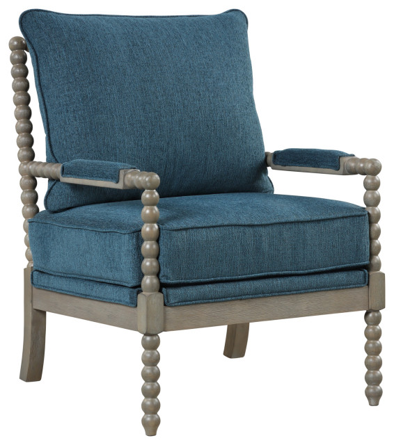 Hanako Transitional Accent Chair with Cushioned Wooden Arms