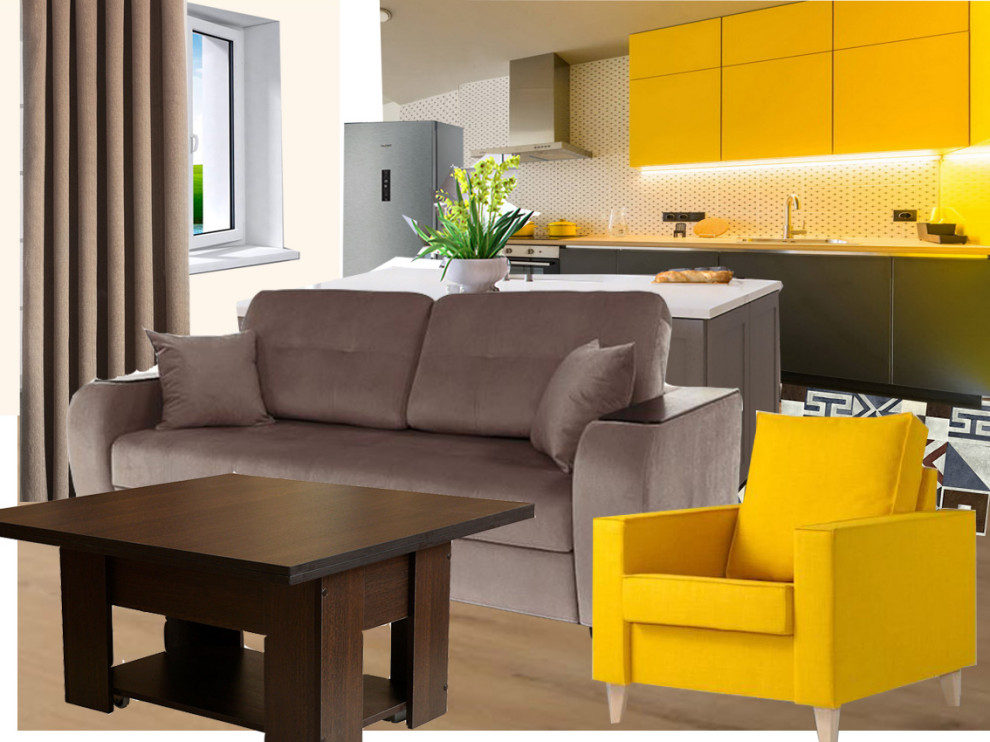 1 комн. квартира - планировка и коллажи