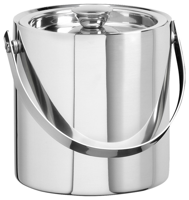 Kraftware Brushed Stainless Steel Ice Bucket Contemporary Ice Tools