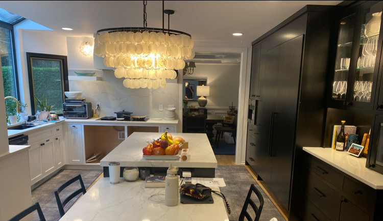 Kitchen with Bar and Floating Lite Shelf