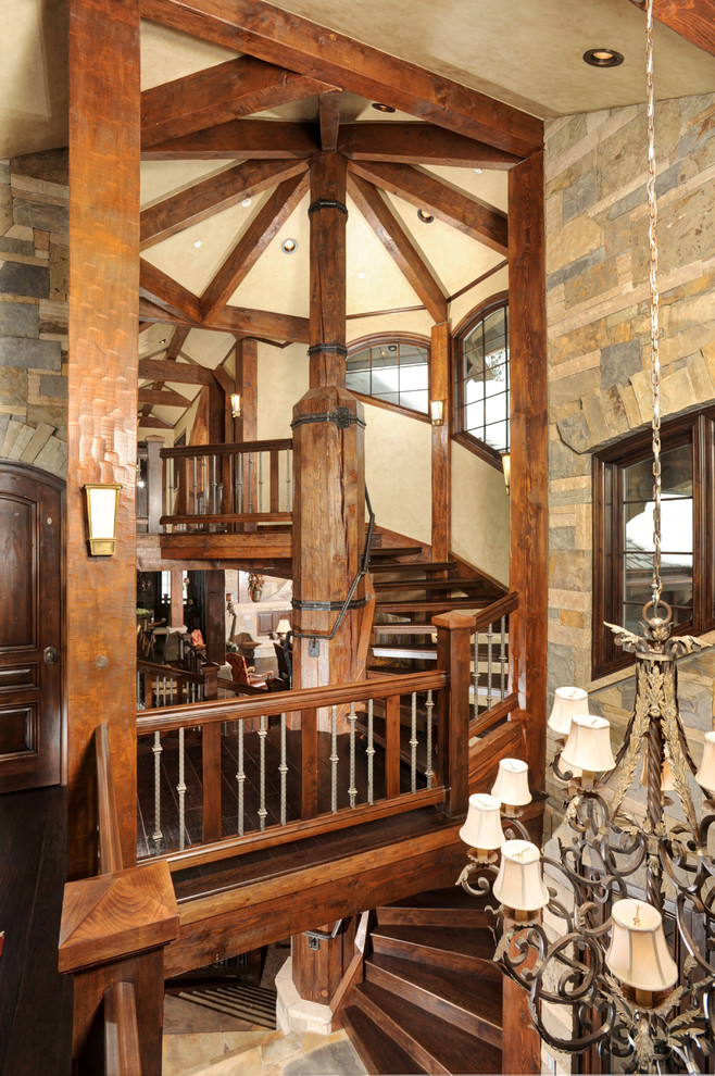 Example of a mountain style staircase design in Denver