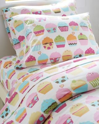 Garnet Hill Kids' Sweet Dreams Cupcake Flannel Bedding - Standard - Pillowcases