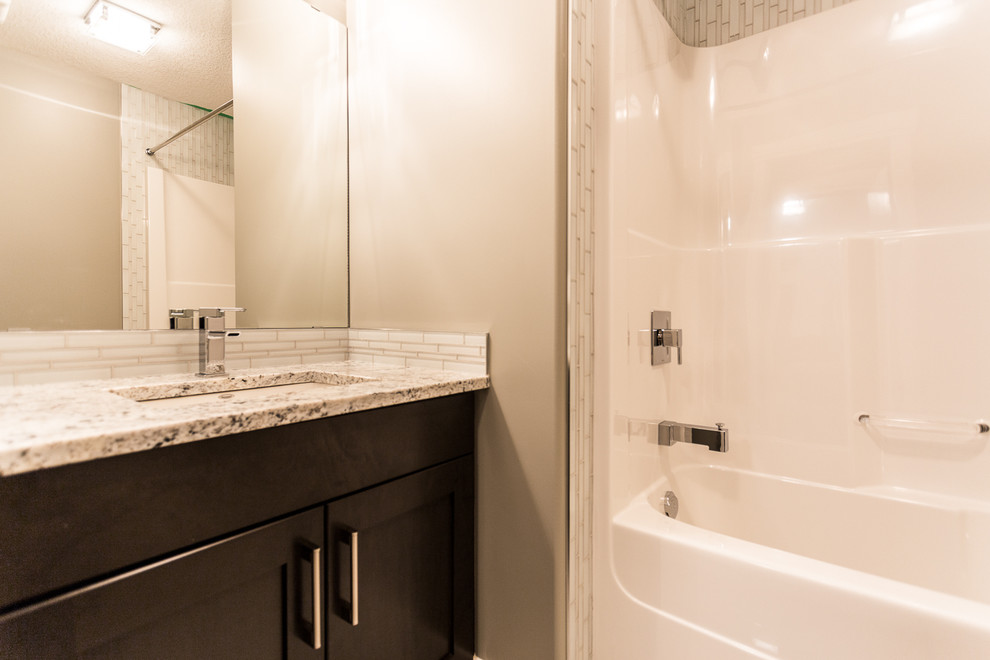 Transitional bathroom photo in Edmonton