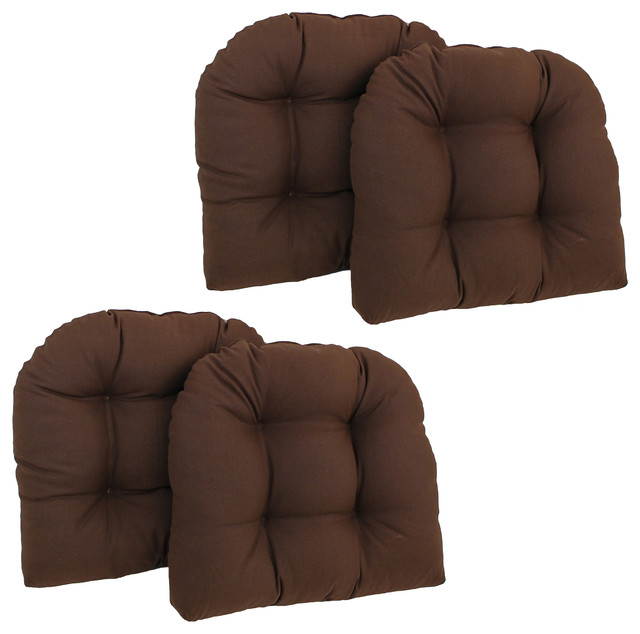 19" UShaped Twill Tufted Dining Chair Cushions, Set of 4