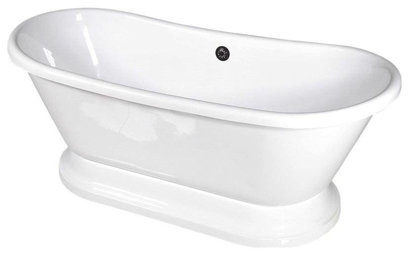 Sansiro Fiamatta 59" WHITE CoreAcryl Acrylic French Bateau Pedestal Tub