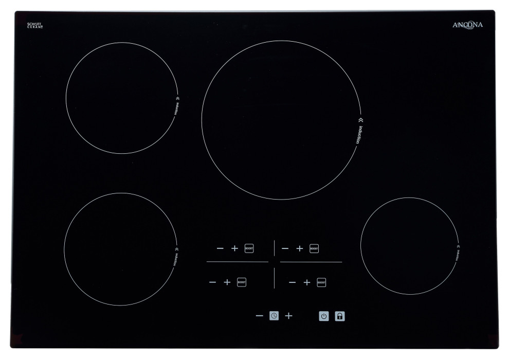 Ancona Elite 30" 4Burner Induction Cooktop, Black Ceramic Contemporary Cooktops by Ancona
