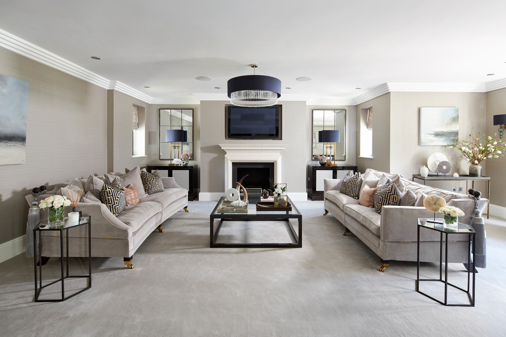 Design ideas for a transitional living room in Manchester.