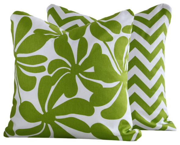 Chartreuse Twirlies Collection Throw Pillow l Chloe & Olive