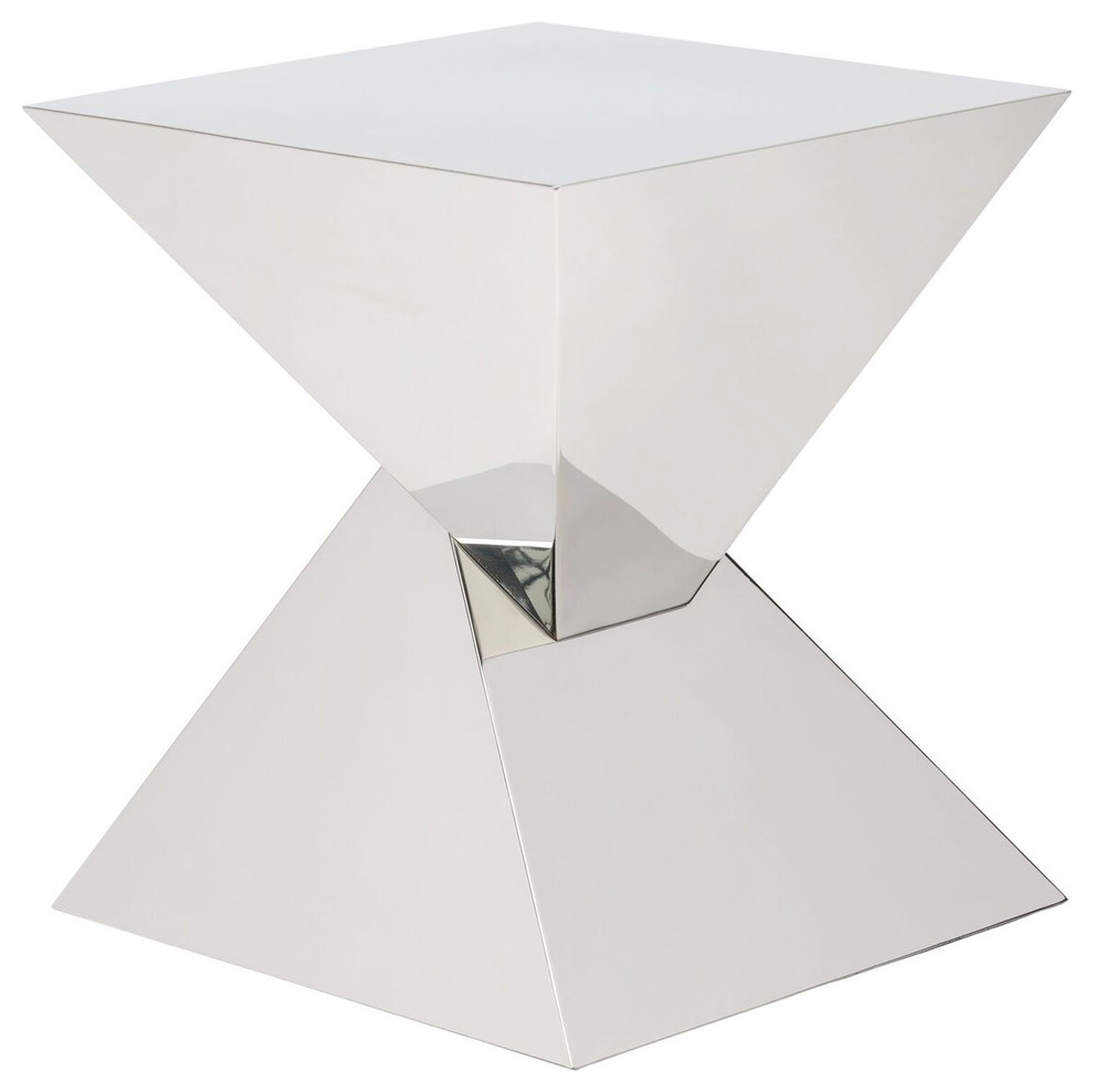 Giza Side Table, Stainless Steel End Table, Contemporary Modern Accent Table, Polished Stainless Steel