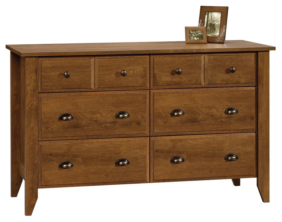 Contemporary Dresser 6 Drawer Easy Glide Metal Runners Oiled Oak