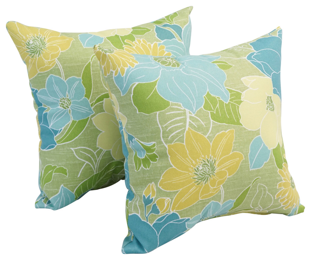 17" Square Polyester Outdoor Throw Pillows, Set of 4, Mcyvonne Aloe