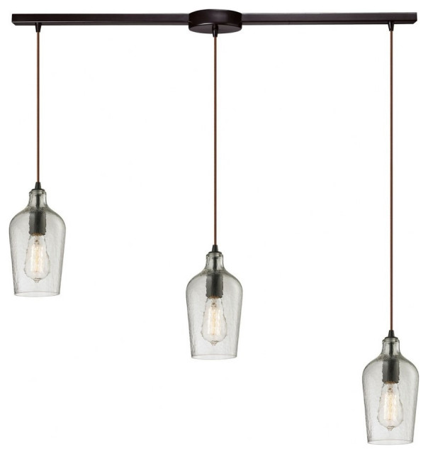 SouthWestern Transitional Three Light Chandelier-Clear Glass Color - Pendants