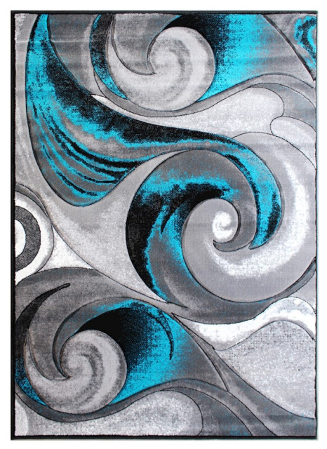 Flash Furniture Tellus 8x10 Wave Area Rug, Turquoise, ACD-RG410-810-TQ ...