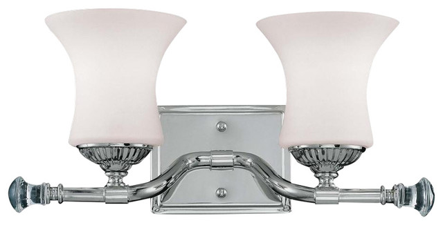 Two Light White Frost Glass Polished Nickel Vanity
