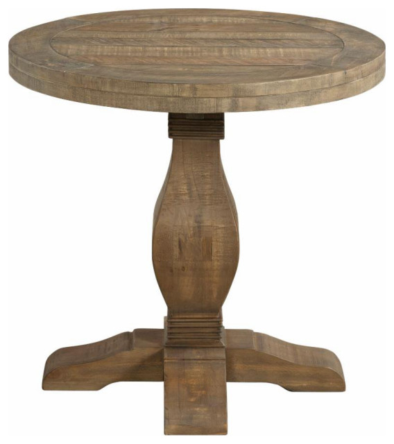 Farmhouse Side Table, Pine Wood Frame With Carved Baluster Base