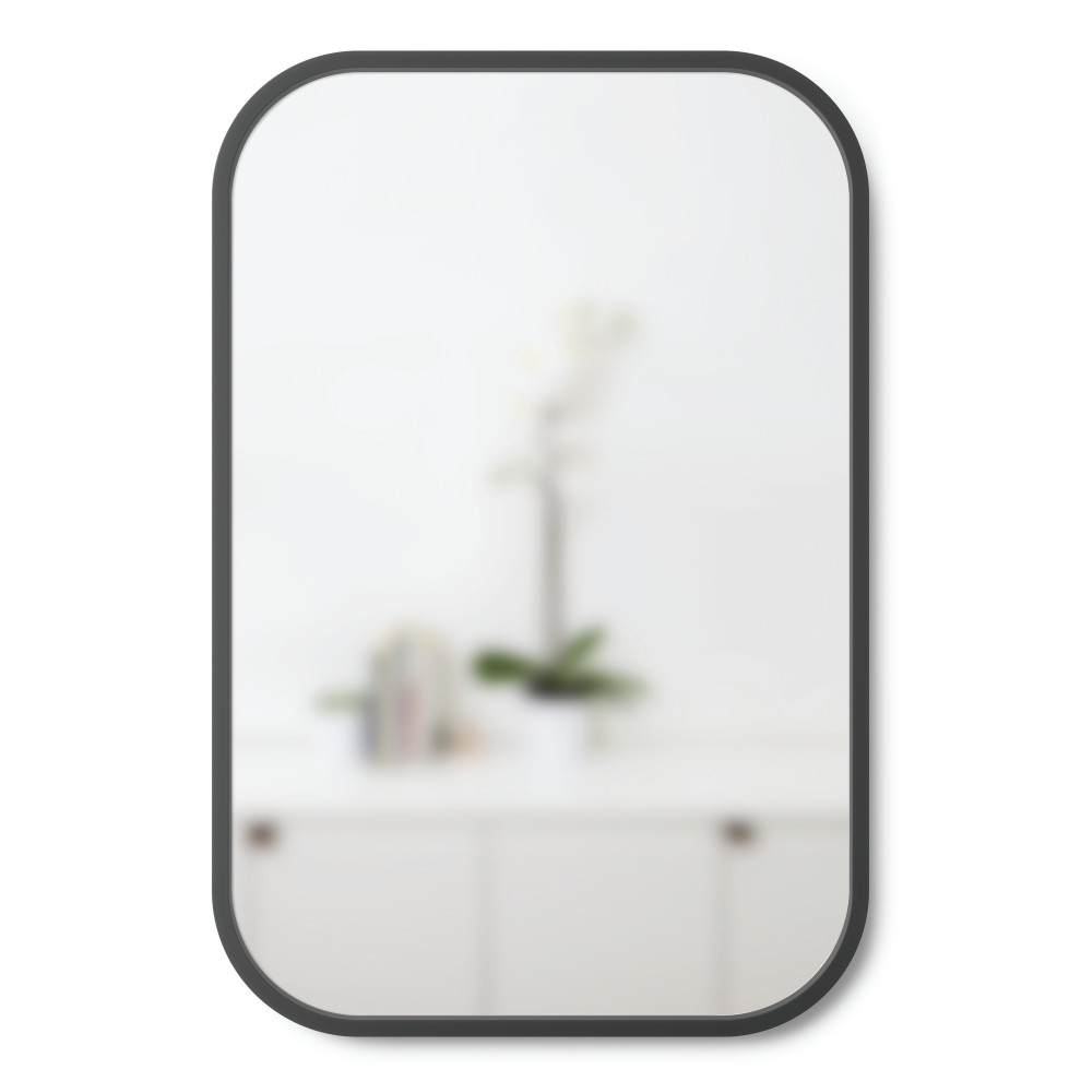 Umbra Hub 38'' Black Rectangular Rubber Rimmed Mirror