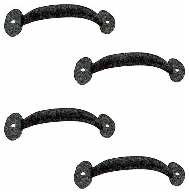 PAIR OF RUSTIC CAST IRON CABINET PULL 4 7/8" HOLE TO HOLE SMALL CABINET PULLS 