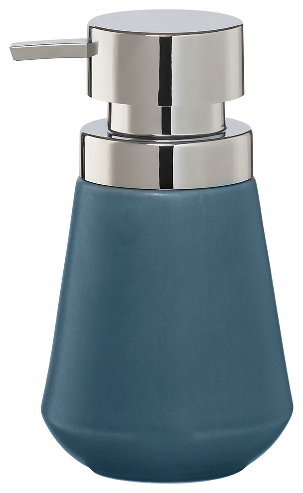 Countertop Soap And Lotion Dispenser Sealskin Conical Chrome Blue