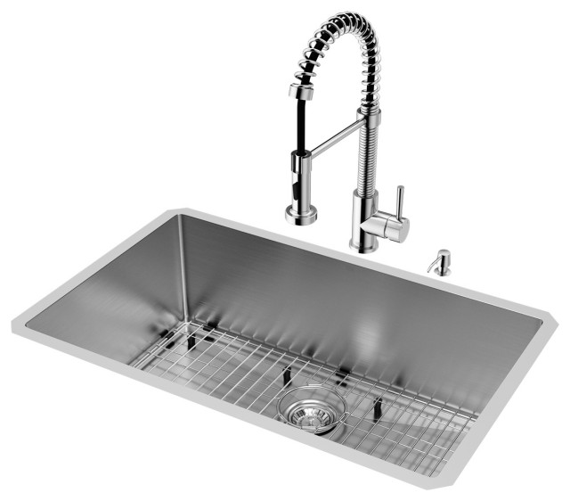 VIGO All-In-One Mercer Stainless Steel Undermount Kitchen Sink Set, 30"