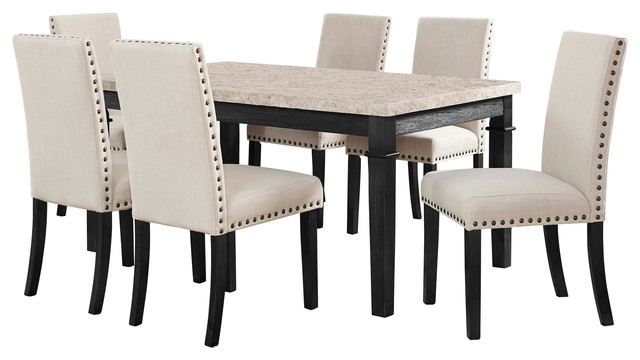 Bradley 7 Piece Dining Set Table And 6 Upholstered Side Chairs Bradley 7 Piece Dining Set Table And 6 Upholstered Side Chairs