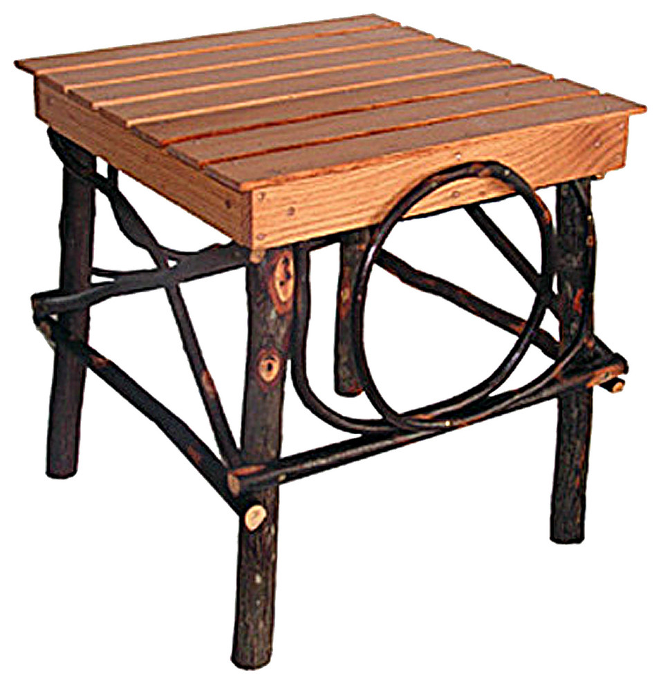 Bentwood End Table, Hickory and Oak Rustic Side Tables And End