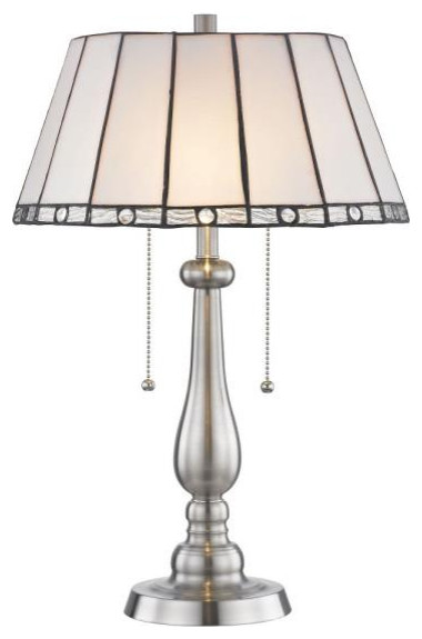 Dale Tiffany STT17025 Adrianna, 2 Light Table Lamp, Brushed Nickel/Satin Nickel
