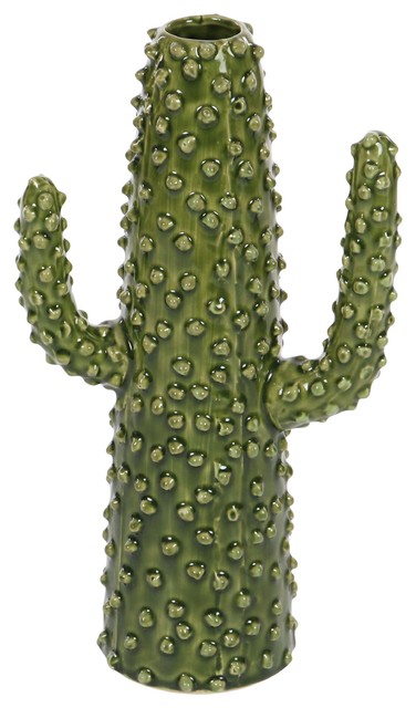 Eclectic Weathered Ceramic Cactus Vase