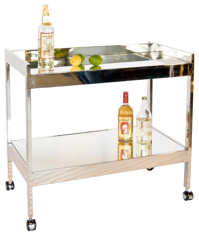 Worlds Away Roland Nickel Bar Cart