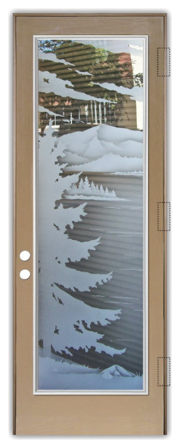 Front Door - Lake Arrowhead - Fiberglass Grain - 36" x 96" - Knob on Left -...