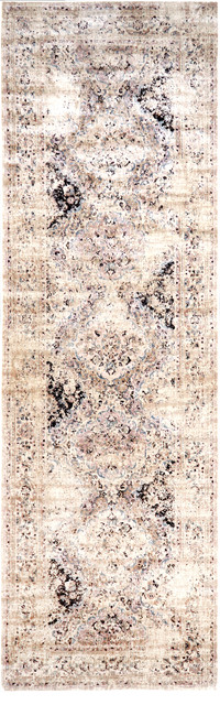 Vintage Oriental Panel Rug, Ivory, 2'7"x8' Runner
