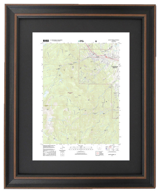 Framed Topographic Map, Manitou Springs, Colorado, Standard