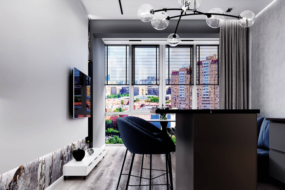 Современный дизайн в серых тонах, ЖК Панорама